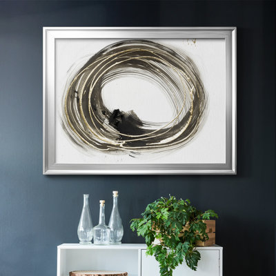 Toile tendue avec cadre doré «Golden Social Circles»