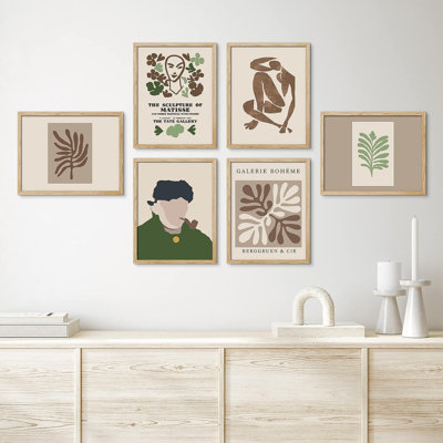 " SIGNLEADER Framed Vincent Van Gogh Portrait Plants Wall Art, Set Of 6 Abstract Geometric Wall Decor Prints, Minimalism Wall Decor For Living Room, Bedroom " by Vincent Van Gogh 6 - Pieces