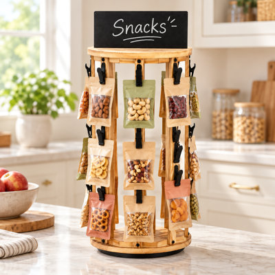 Snack Organizer Rack with Chalkboard and Hanging Clips
