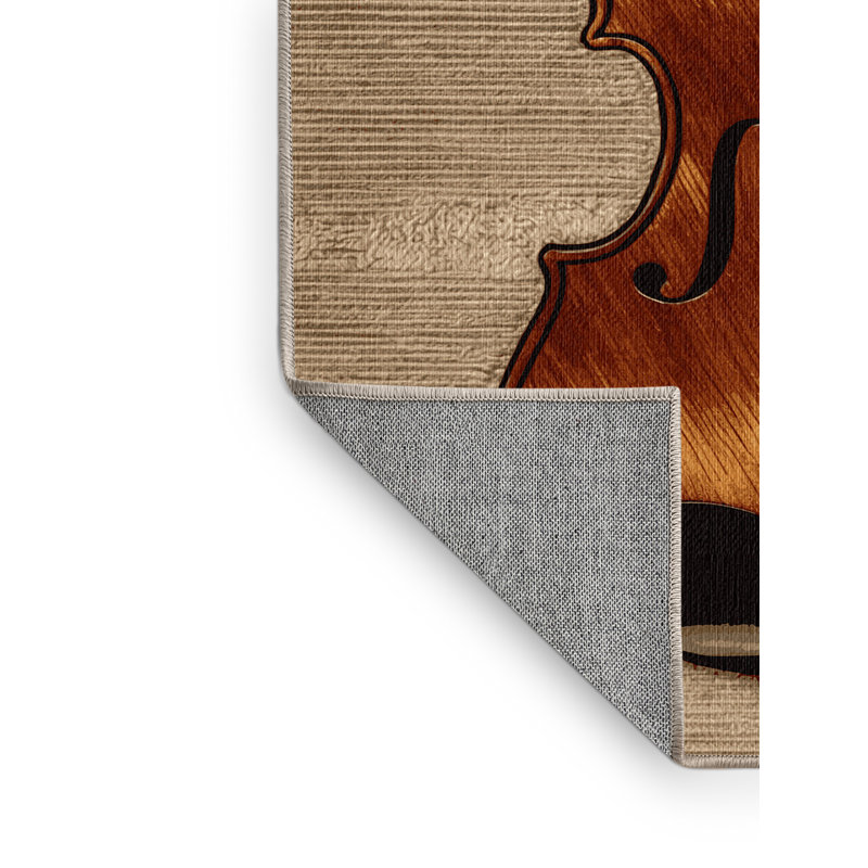 Washable Violin Music Area Rug, Square 3'