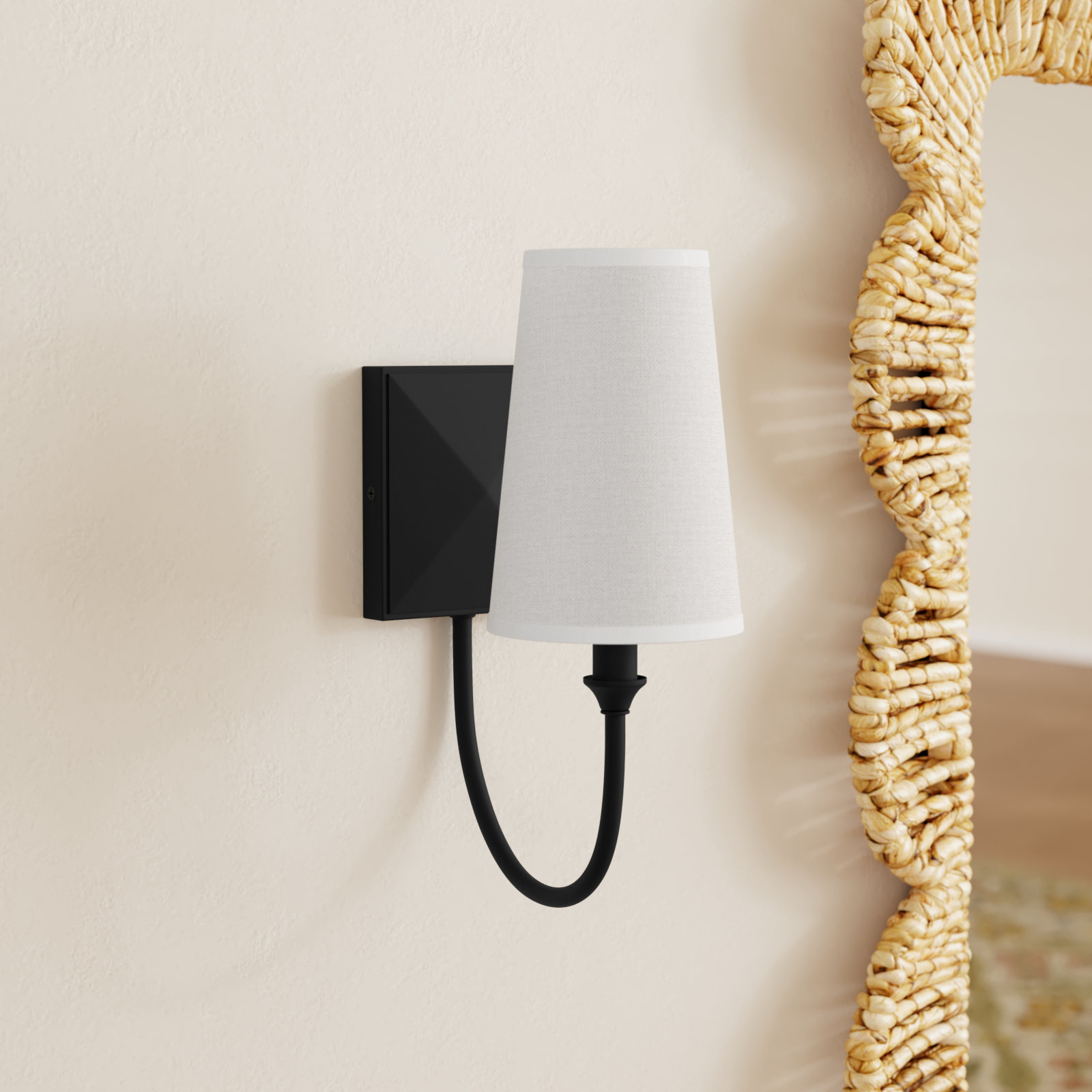Alata 1 - Light Dimmable Armed Sconce, Matte Black