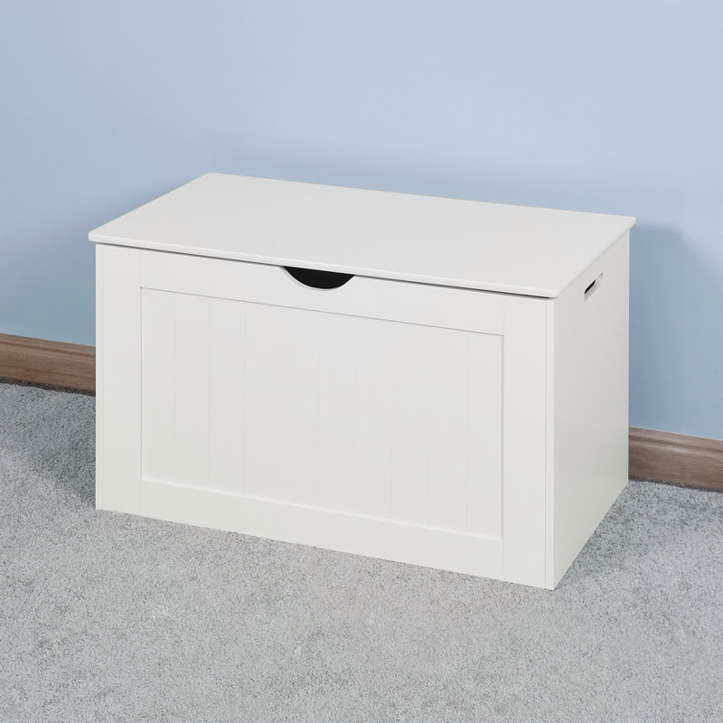 Armoire de rangement blanche avec 2 charnières de sécurité et coffre à jouets en bois