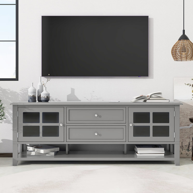 Meuble télé pour téléviseur de 60 po ou moins, meuble télé avec espace de rangement multifonctionnel et meuble télé au design moderne