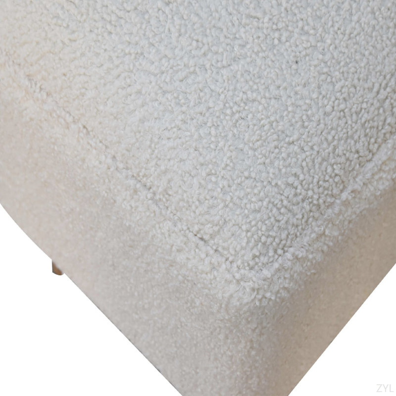 Soild Wood Cream Boucle Squoval Bench