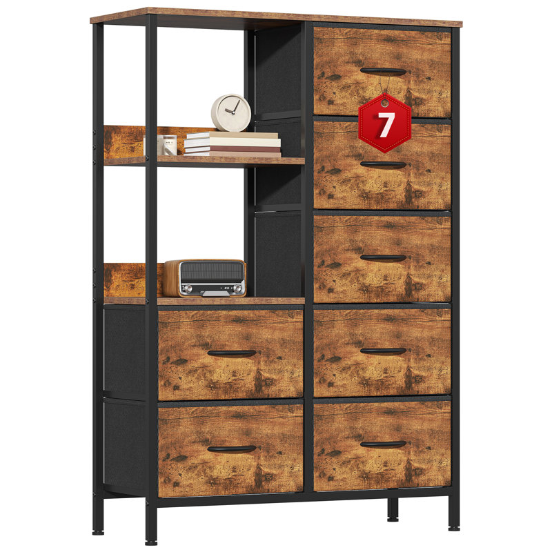 30 cm W Chest of 7 Drawers, Rustic Brown