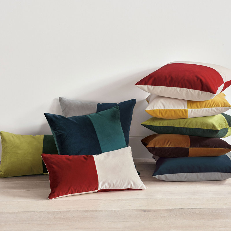 Studio 773 Lifestyle Velvet Square Pillow Cover & Insert, Mustard/Ivory