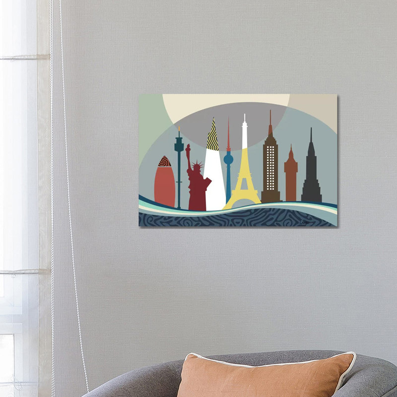 World Travel Landmarks by Lanre Studio - Wrapped Canvas Print, 66.04 cm H x 45.72 cm W x 1.91 cm D