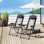 Ensemble de 2 chaises de patio pliantes, chaise longue d'extérieur à dossier réglable, chaise de camping avec appui-tête amovible pour le jardin, la cour, la pelouse, noir