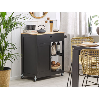 Ambon Solid Wood Top Kitchen Trolley