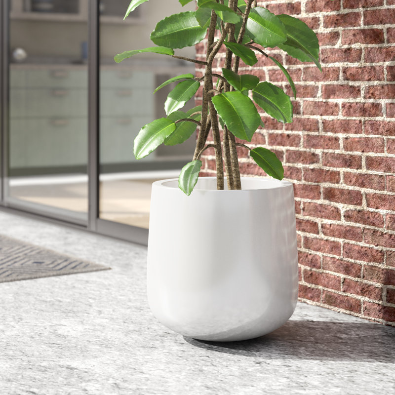 Pot à fleurs Steuben, H 16,25 po x l 16 po x p 16 po, Blanc