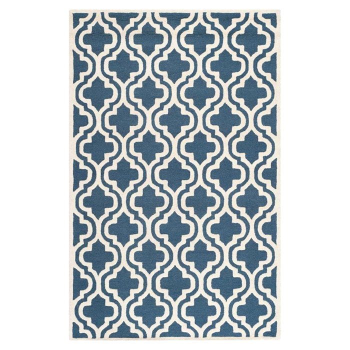 Tapis bleu marine / ivoire Ruben, Rectangle 2 pi 6 po x 4 pi