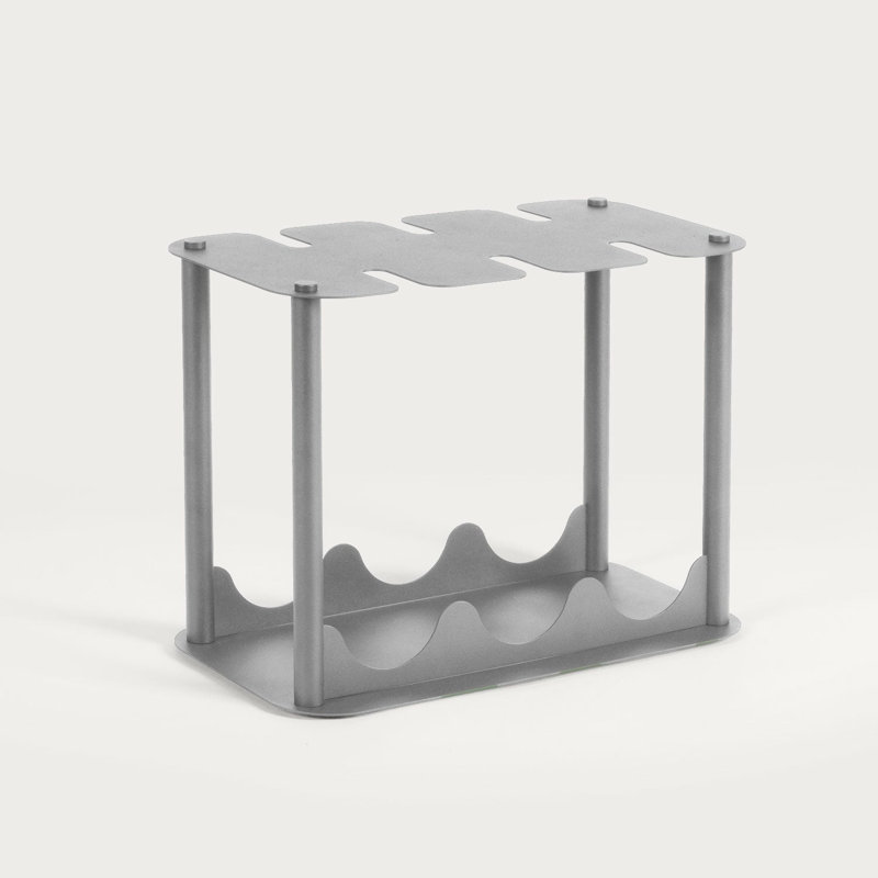 Metal Wine and Glass Rack, Gray