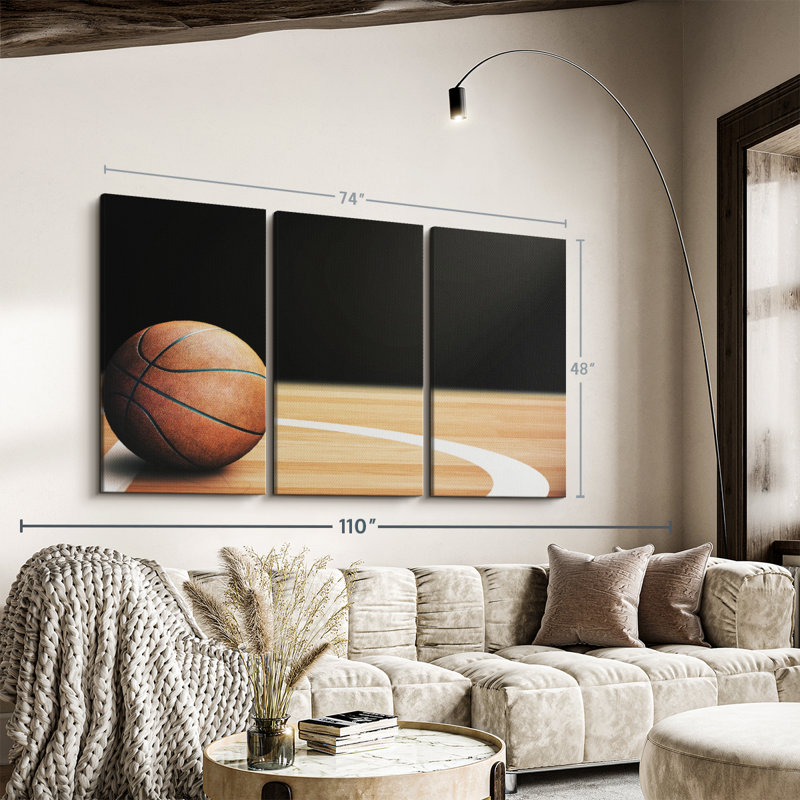 «Basketball Court Ball», 3 pièces, H 48 po x l 74 po x P 1,25 po