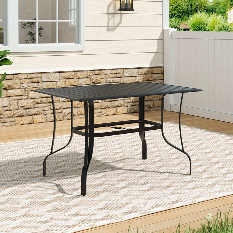 Casillas Rectangular Outdoor Garden Metal Slatted Coffee Table, 75cm H x 120cm L x 80cm W