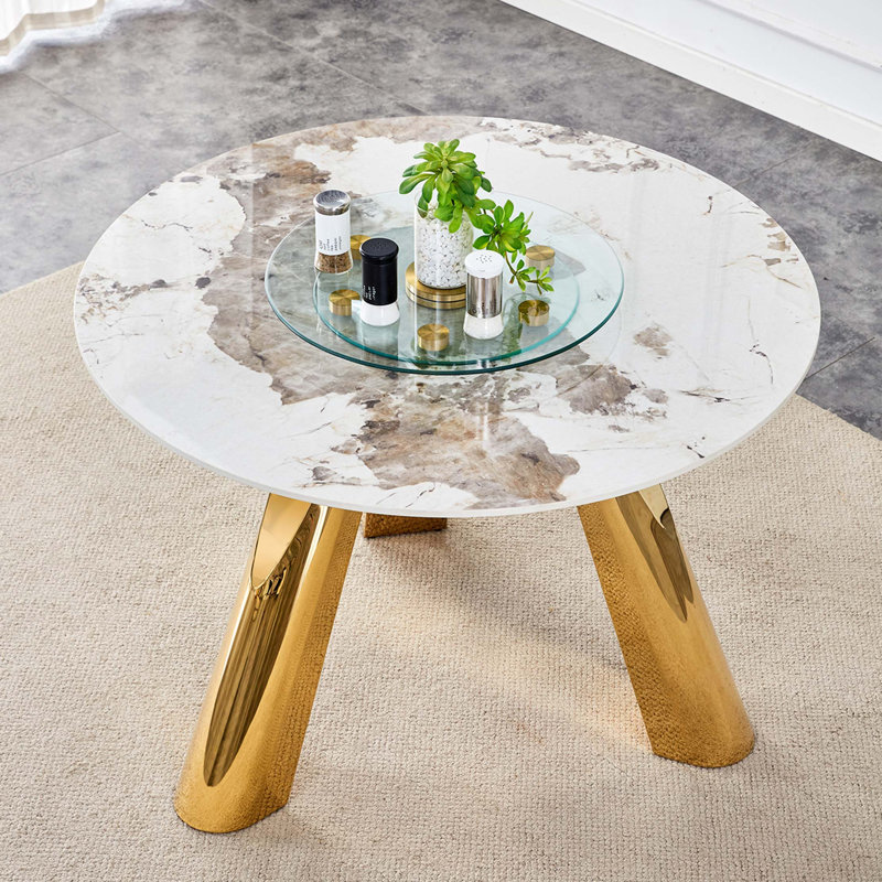 Table en pierre frittée avec pieds en acier