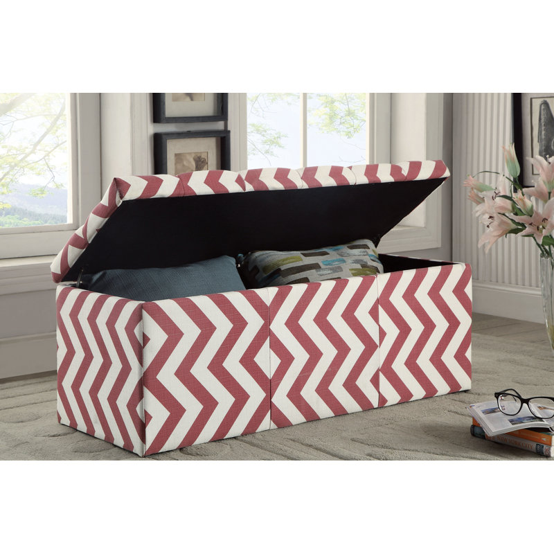Zarah Polyester Upholstered Storage Bench, Red
