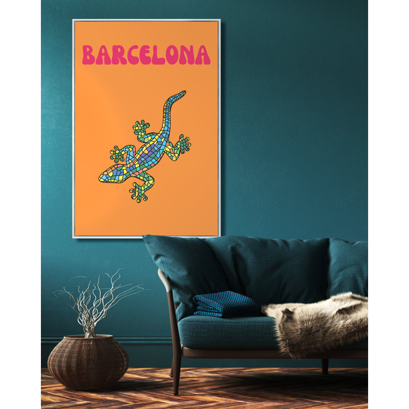 «Barcelona» par Yaffa G, reproduction sur toile, Encadré gris, H 60 po x l 40 po