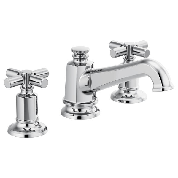 Invari™ Widespread Lavatory Faucet with Angled Spout - Less Handles, Polished Chrome, Cross
