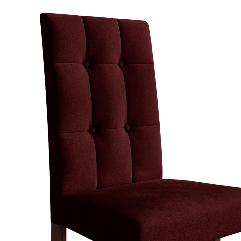 Chaise de salle à manger en bois brun avec housse en velours, Rouge