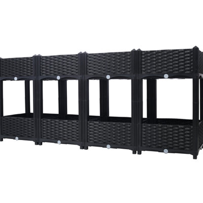 Boîte à fleurs de jardin en polypropylène noir: 63 po x 15,7 po x 27,7 po, pour diverses plantes Pot à fleurs extérieur en polypropylène et élégant