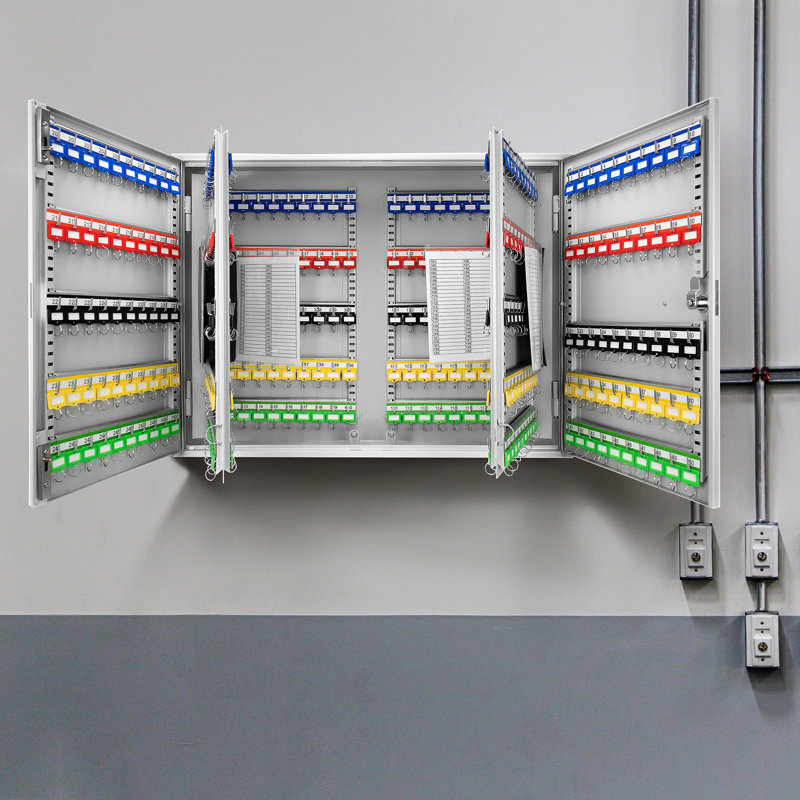 400 Adjustable Lock Box In Grey - Digital Steel Key Cabinet For Safe Storage Wall Mount Colorful Tags Easy Locating Locked Hold 400 Keys Organized Keeping With Tagging System Quick Location And