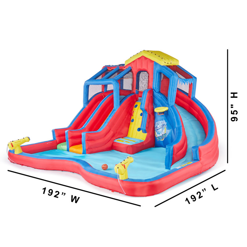 Banzai Hydro Blast Inflatable Water Park with Blue and Red Slides