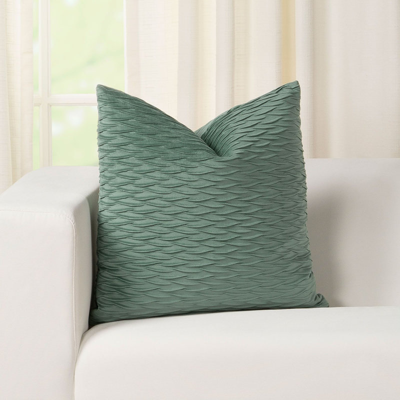 Fluctuate Pleated Velvet Throw Pillow, Arctic, 16" x 16"