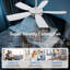Ventilateur de plafond moderne Whisper de 42 pouces avec 5 pales ABS à installation rapide, lumière 3CCT, réversible silencieux, blanc-732778281