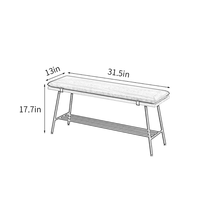 31.5in Wrought Iron Frame Shoe Storage Bench, Black/Natural Wood