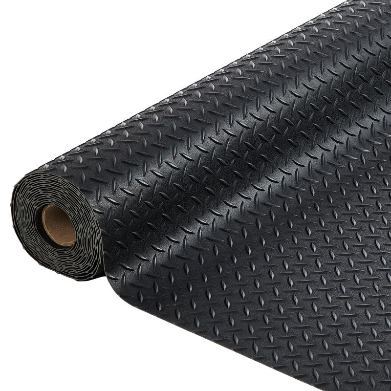 Tapis de garage en PVC 8 x 20 pi - Plaque de diamant épaissie de 2 mm, rouleau antidérapant avec ruban pour voitures et camions