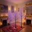 3 pièces d'arbres noirs illuminés d'Halloween effrayants, 4 pi / 5 pi / 6 pi avec lumières mauves, décoration d'Halloween