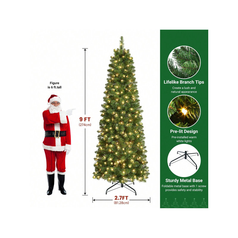 Lighted Artificial Christmas Tree, 8.99' H