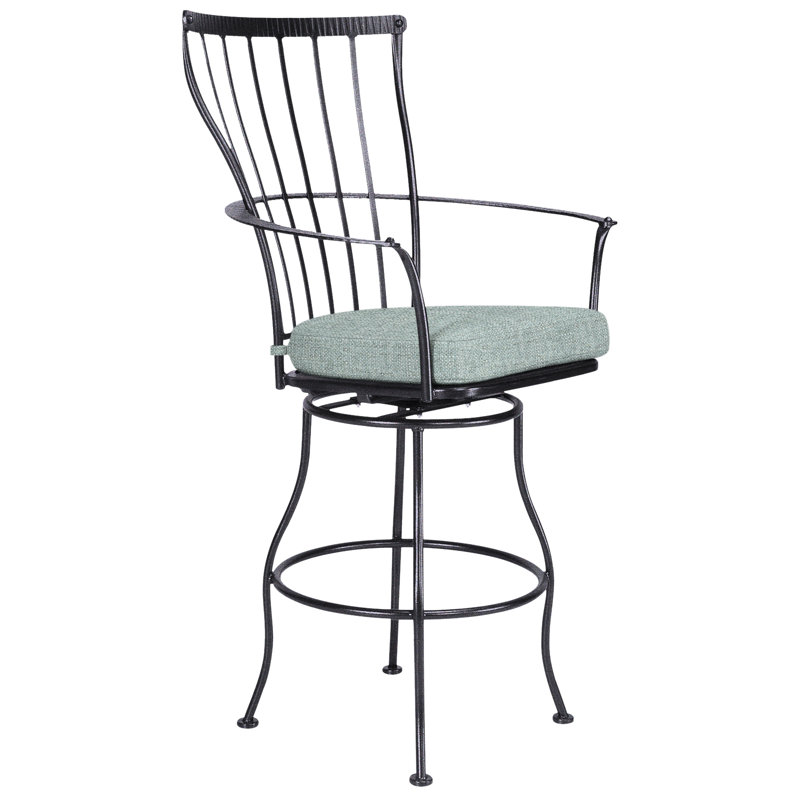 Monterra Outdoor Swivel Bar Stool, Graphite, Alcazar Redwood, 27.25''