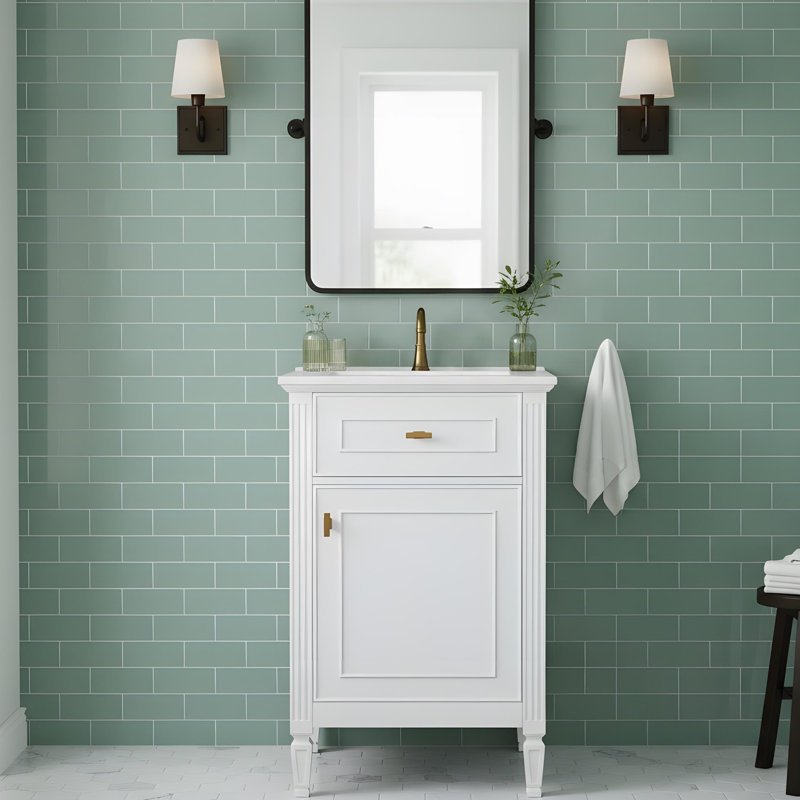 Armoire de salle de bain moderne et robuste avec beaucoup de rangement et lavabo, Blanc