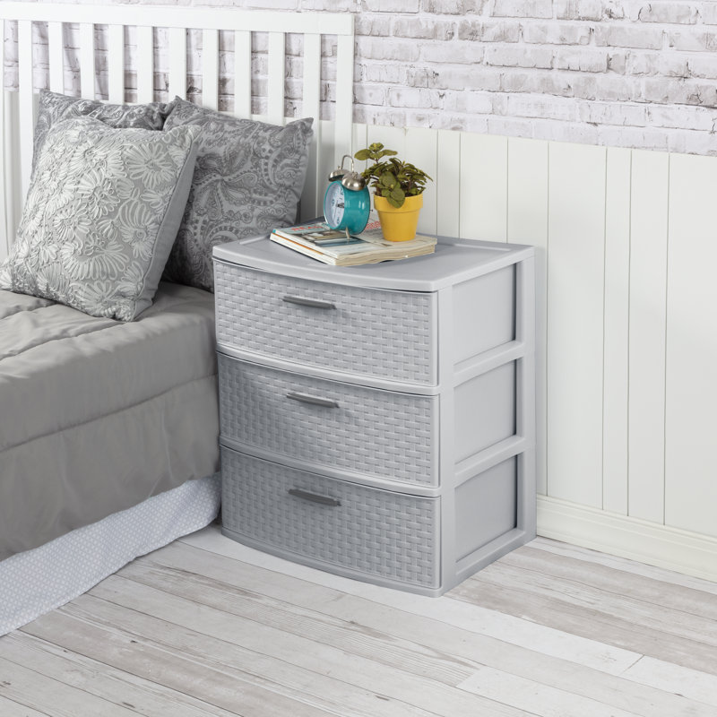 Cement Weave 3-Drawer Wide Storage Tower