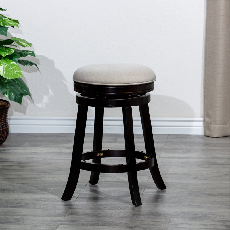 Tabouret 30 ", siège en tissu, Siège crème / cadre espresso