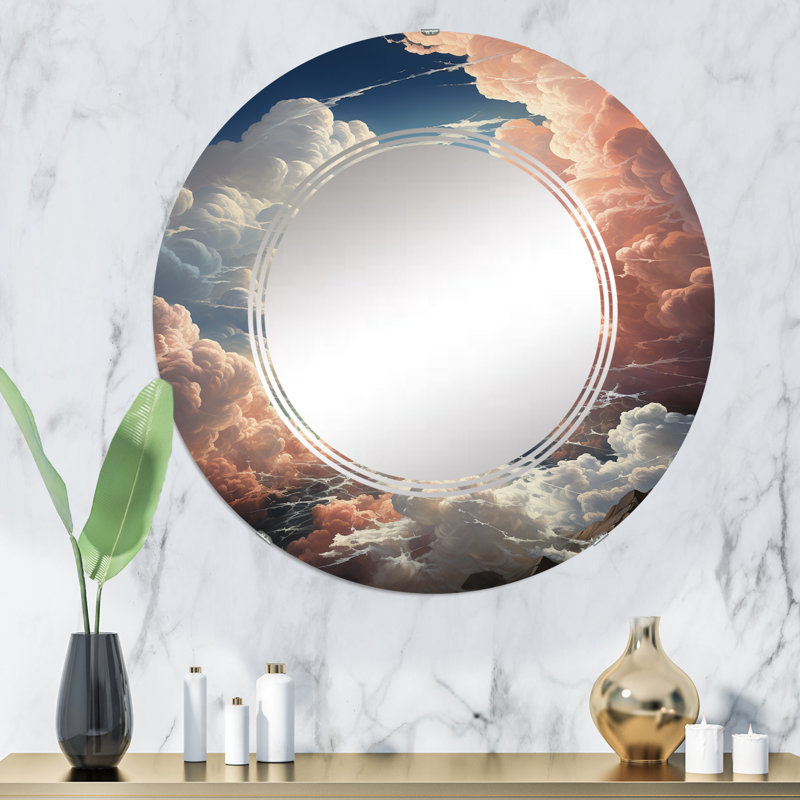 Yefry - Miroir mural rond, 32 po x 32 po