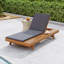 4-Position Adjustable Acacia Chaise Lounge with Cushion, Outdoor Recliner for Patio or Poolside, Dark Grey