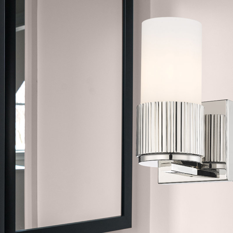 Applique murale 1 lumière 12 "Bolivar, Nickel poli, H 7,5 po x l 5,1 po x P 4 po, Blanc mat