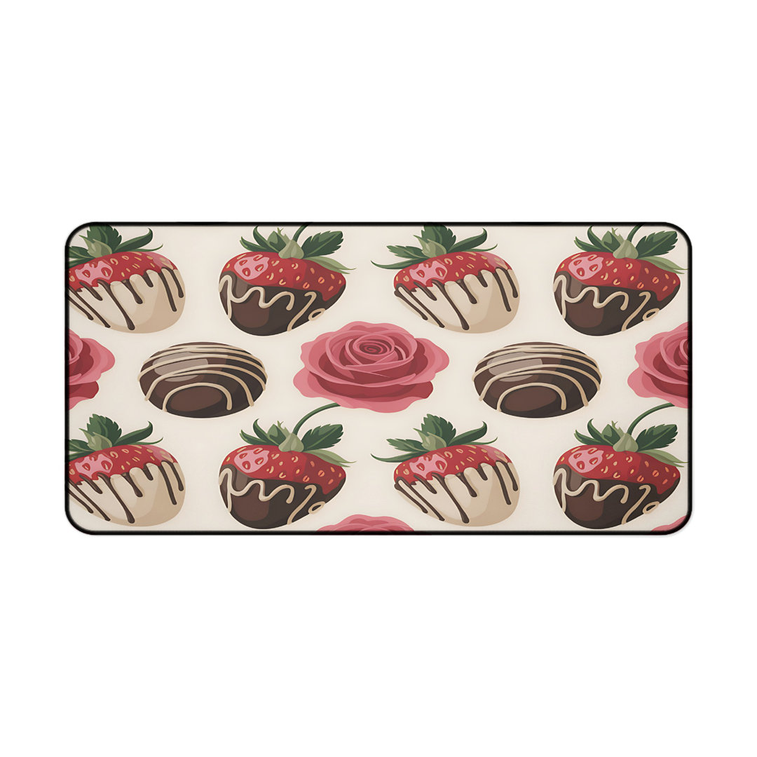 Chocolate Strawberry Rose Desk Mat