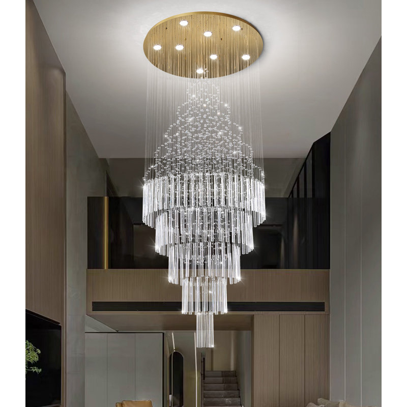 Led Chandelier Modern Dimmable Lights, Gold, 78" H x 23.6" W x 23.6" D, 8 Lights