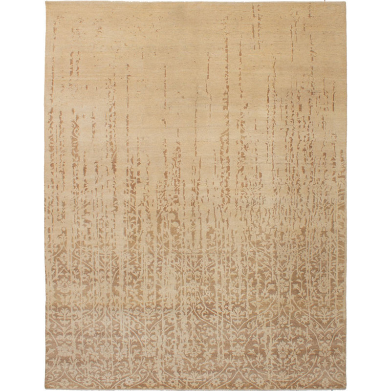 Tapis unique en laine noué à la main style Oushak des années 2010 de 7 pi 11 po x 10 pi 2 po beige Quinnisha