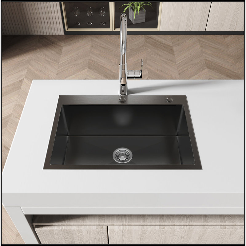 Évier de cuisine encastré encastré 27 po x 19 po en acier inoxydable 27 po x 19 po (évier seulement)