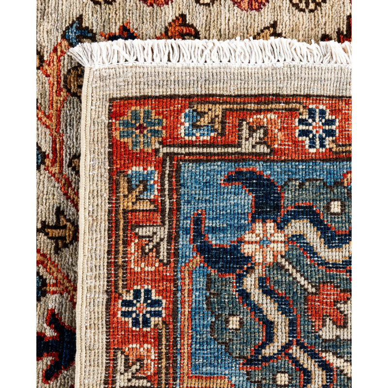 Tapis unique noué à la main ivoire 8 pi 0 po x 9 pi 8 po Dobbins