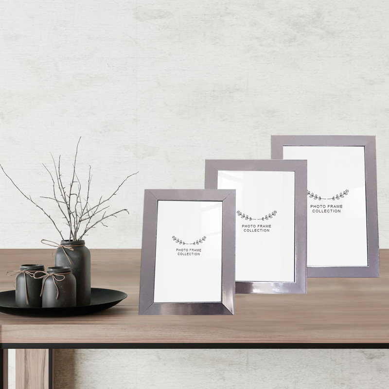 Ensemble de 3 cadres photo Chiu Elegant Silver | 4 x 6 po, 5 x 7 po, 6 x 8 po | 100% plastique durable avec une largeur de cadre de 0,8 po | Parfait pour la décoration intérieure, les murs de galerie et les idées de cadeaux | Design moderne pour tout espace