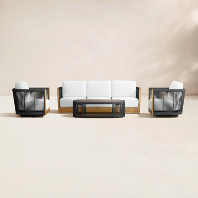 Aniston 4 - Piece Teak Outdoor Sofa Seating Group with Sunbrella® Cushions