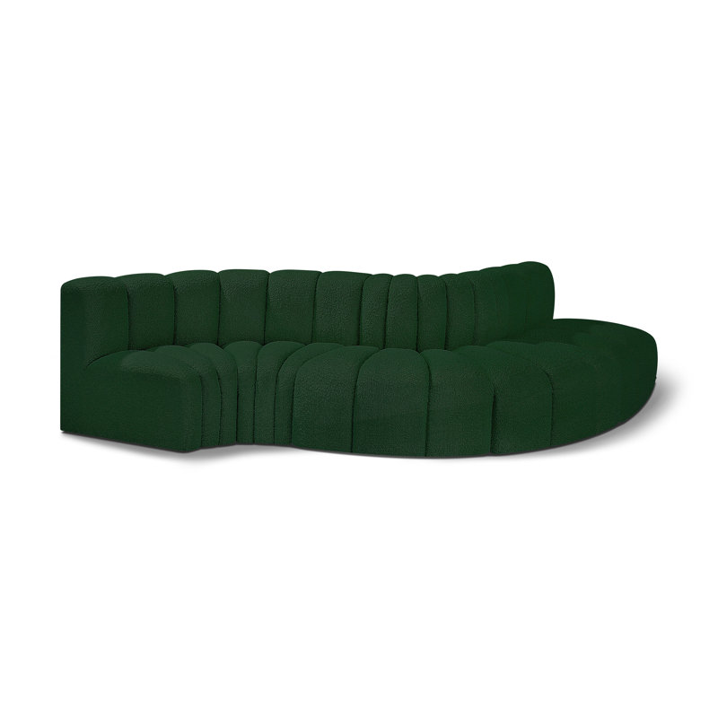 Hiu Upholstered Sofa & Chaise, Green Boucle Fabric