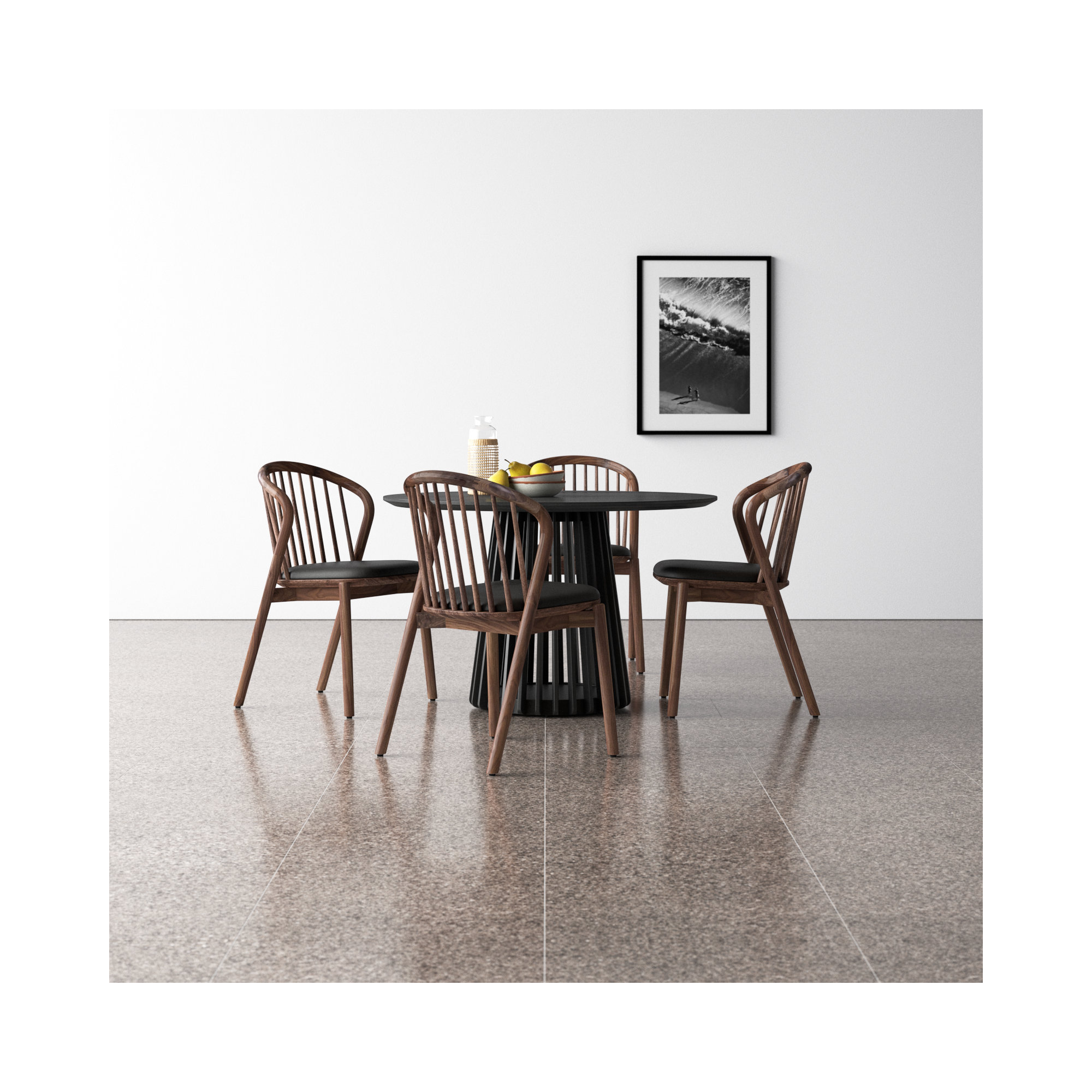 Buffolino 5 - Piece Extendable Dining Set, Walnut, Black