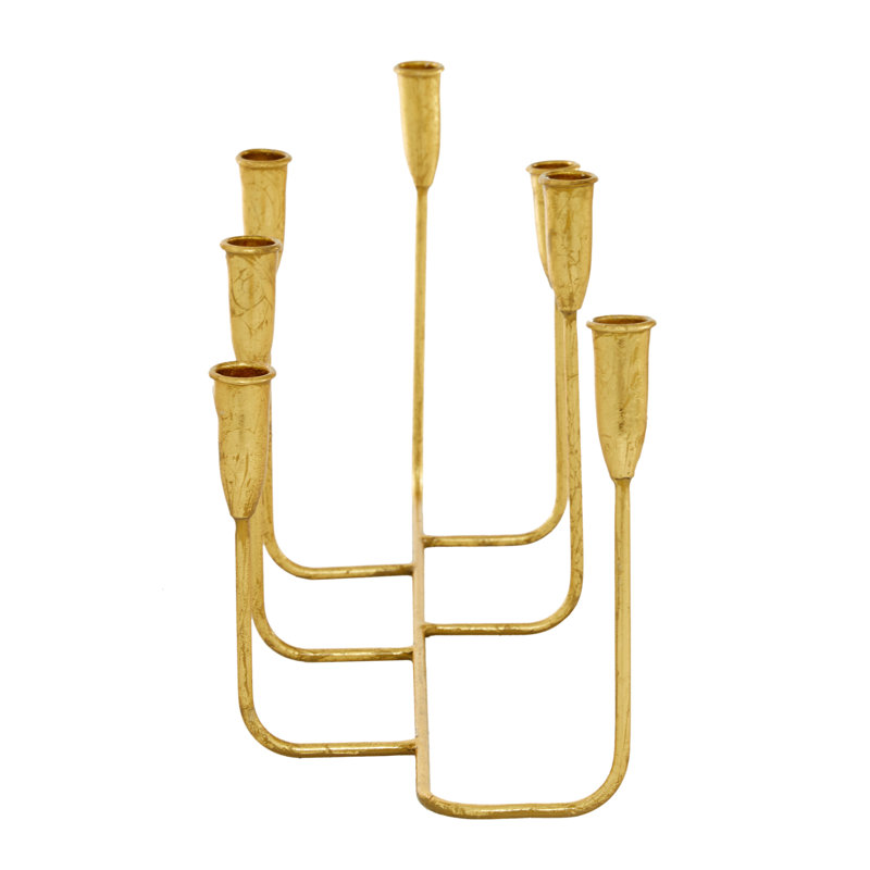 Gold Metal 7-Taper Tabletop Candelabra