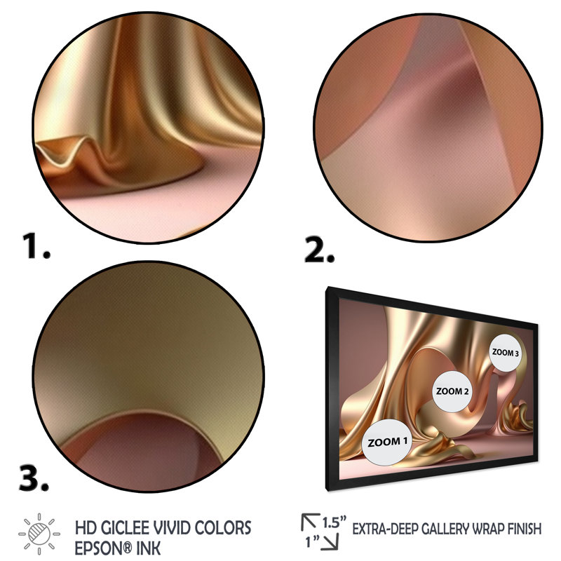 «Smooth Liquide Gold» dans de douces nuances d'or et de taup, Toile avec cadre photo noir, H 30 po x l 40 po x P 1,5 po